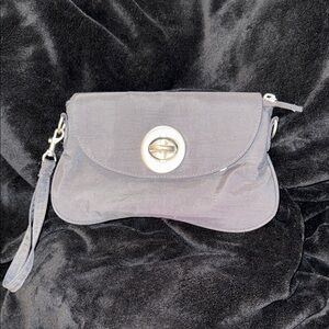 Baggallini Charcoal Gray Multi section Wristlet Clutch.